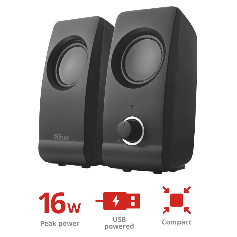 CASSE AUDIO TRUST REMO 2.0 USB PC Altoparlanti computer laptop Musica notebook - Immagine 2 di 4