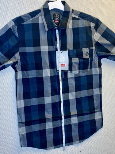 Wrangler ATG Button Shirt Blue Plaid Men's Small NWT (retails $26) Breathable - Picture 7 of 10