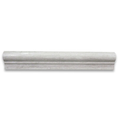 W04P Athens Silver Cream Marble Haisa Light Chair Rail Bullnose Tile 2x12