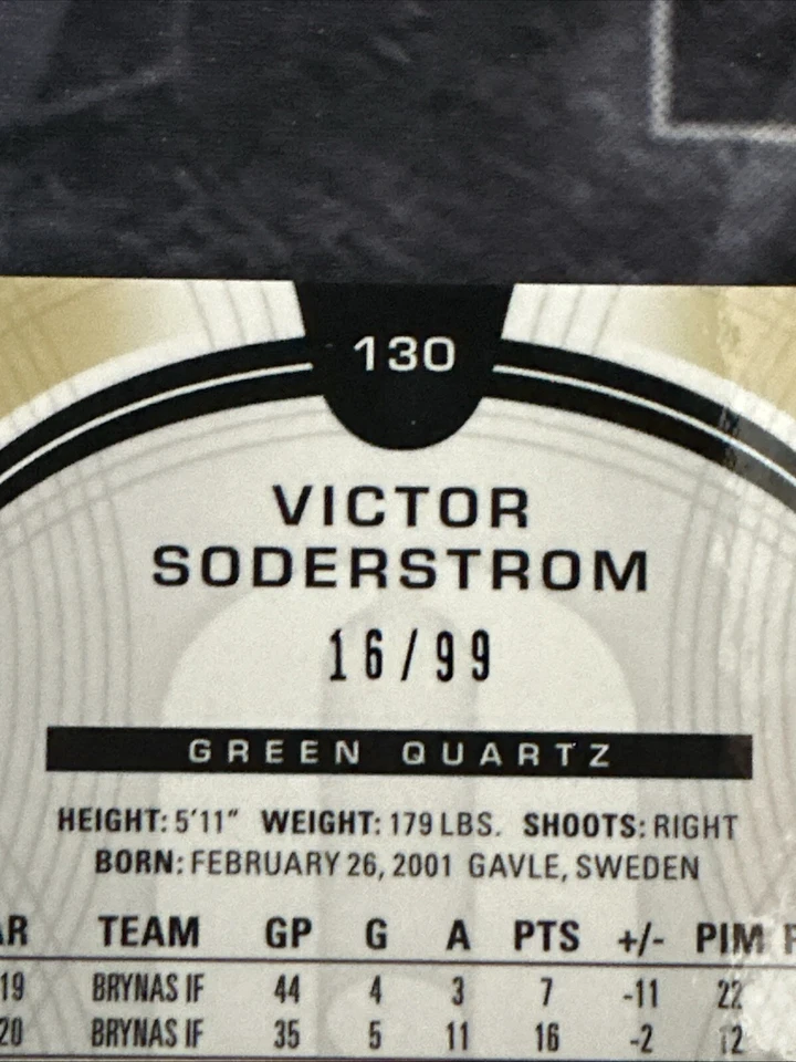 2020-21 Upper Deck Allure Rookie Green Quartz 130 Victor Soderstrom Coyotes - Image 3 of 3