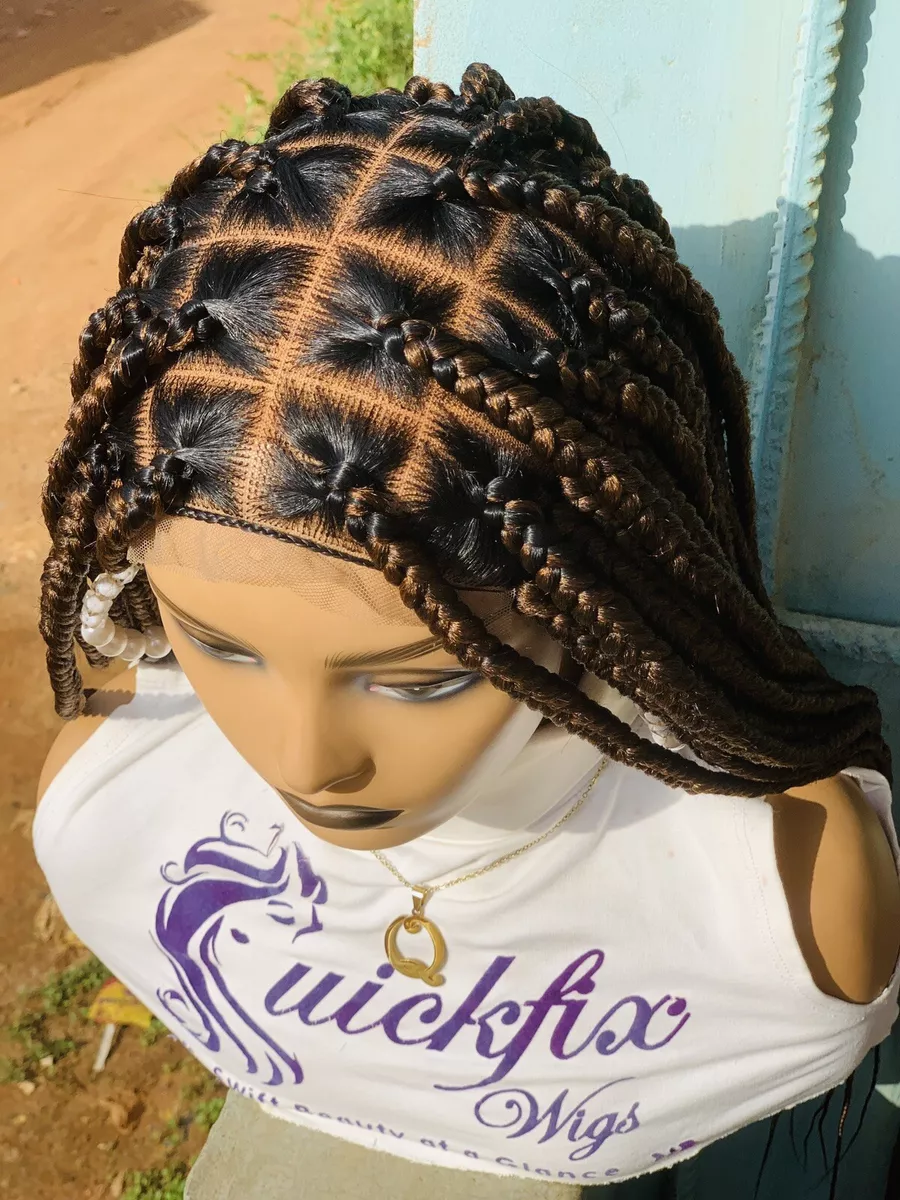 Knotless Braids, Wig For Black Women, Braided, Box Braids, Human Hair,  Synthetic