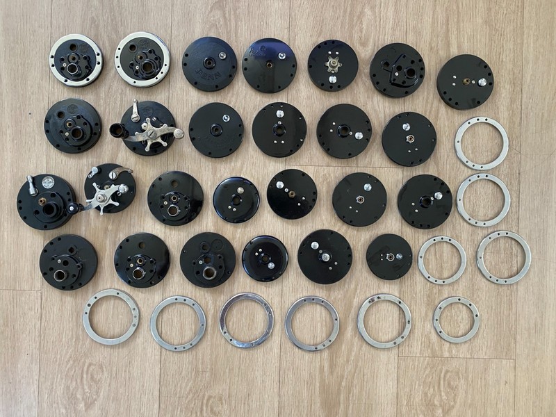 VINTAGE Fishing Reel Side Plates & Rings LOT – Penn Senator, Long Beach, etc.