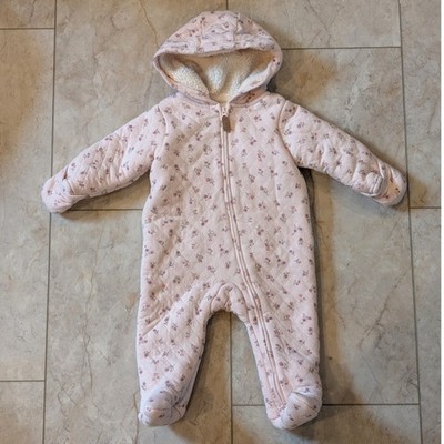 Carters Baby Girl Floral Sherpa-Lined Long-Sleeve Hooded Jumpsuit Pink 6 Months