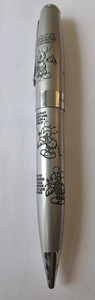 Rare Disney Mickey Mouse “How To Draw” Engraved Silver-Tone Twist Ballpoint Pen