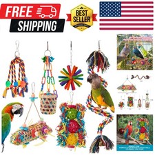 6 Pack Bird Colorful Chewing Toys Parrot Foraging Shredder Toys Shred Hanging...