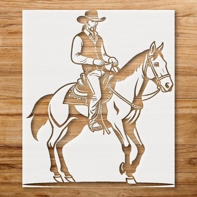Cowboy Icon Wall Art Stencil for Rustic Home Decor - StencilAir