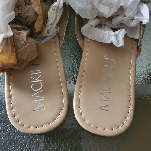 MACKIN J Flip Flops Gold Bow Flat Sandals Women's 11 Studded Bow - Afbeelding 11 van 12