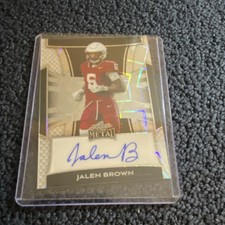 Leaf Metal Jalen Brown Hard Signed Autograph Football Card BA-JB1 Original 2025