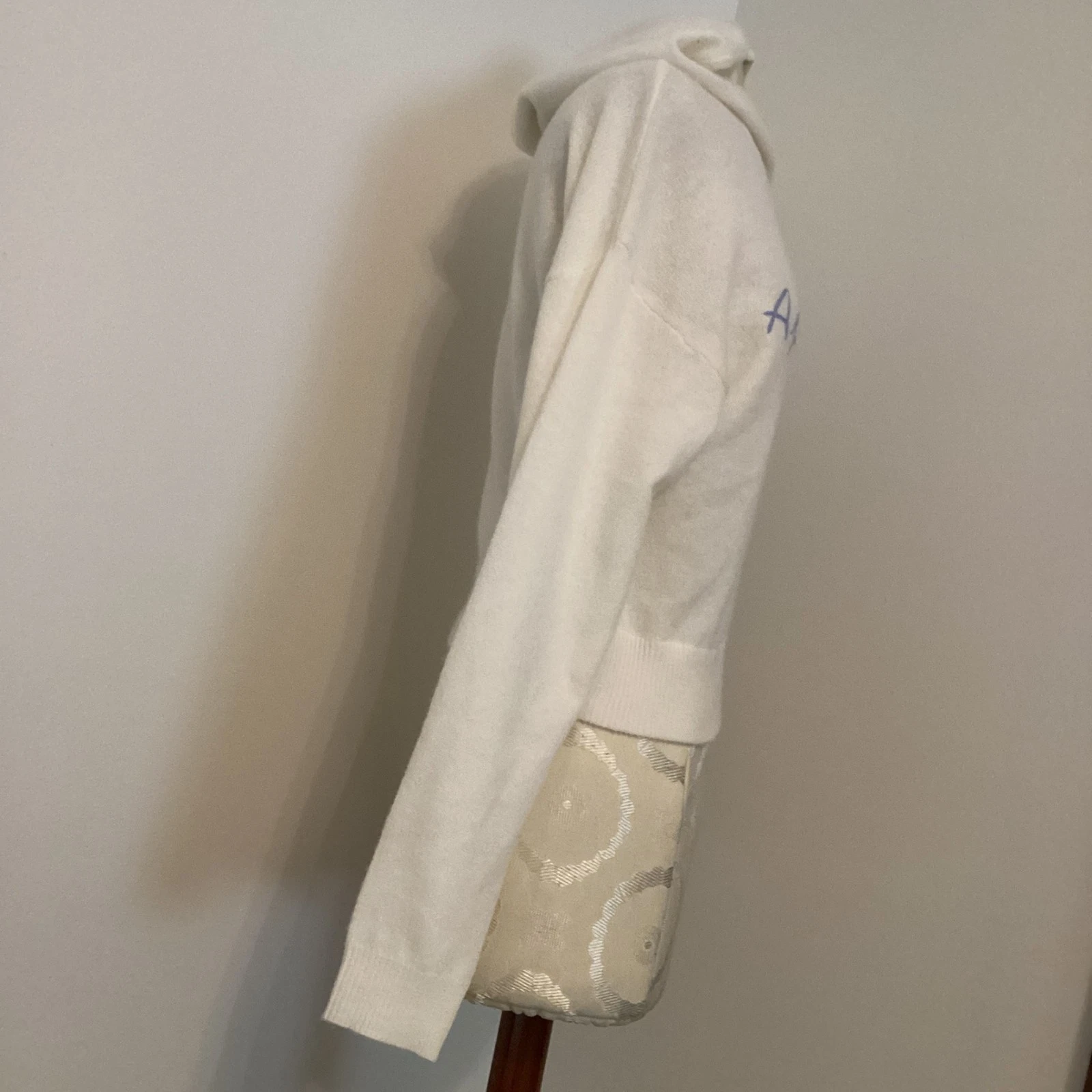 OFF WHITE FELPA CON CAPPUCCIO ESTIVA HO OF HARLOW 'APRES BEACH' 100% CASHMERE NUOVA CON ETICHETTE S $215