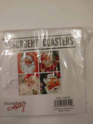 4" NEW! SANTA CLAUS Merry CHRISTMAS HOLIDAY Coasters CERAMIC - Picture 2 of 6