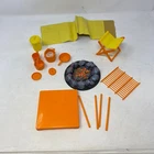 Vintage 1971 Barbie Country Camp Out Fire Pit Accessories Lot Mattel 4288 Orange
