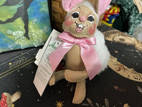 Analee 2012 Bunny Rabbit Easter Plush Figurine with Fluffy Tail New With Tags - Picture 2 of 3