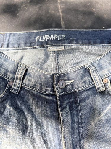 Flypaper Jeans Mens 34x32 Straight Leg Lowrise Retro Y2K Denim Light Wash