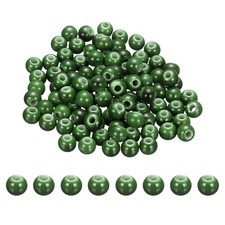 100Pcs 8mm Round Ceramic Porcelain Beads, Dark Green