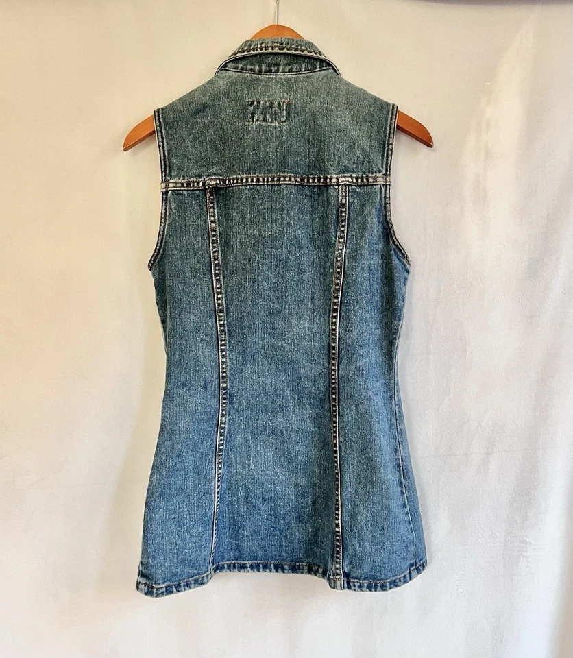 Chaleco Denim Contempo Casuals MEDIANO Botón Frontal Jean Nada Nuff Años 80 De Colección Usado en Excelente Condición Foto 3 de 4