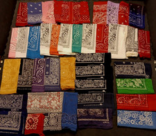 Vtg Lot Of 41 Paisley Handkerchiefs Bandanas Mixed Elephants Paris Colorfast Etc