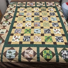 New Handmade Quilt Queen Size Throw Blanket Patch Reversible Fleece Side 90x84"