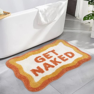 Get Naked Bath Mat Cute Bathroom Rugs, Soft Non Slip Irregular Shaped Bath Ru...