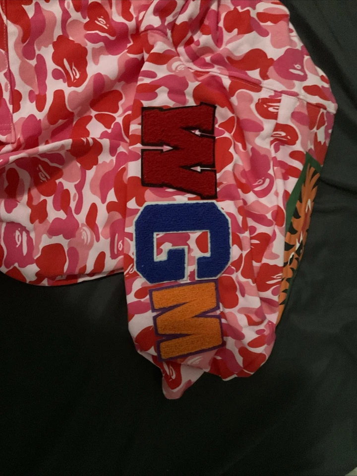 A Bathing Ape Bape ABC Camuflaje Tiburón Cremallera Sudadera con Capucha Rosa Talla L Foto 2 de 4