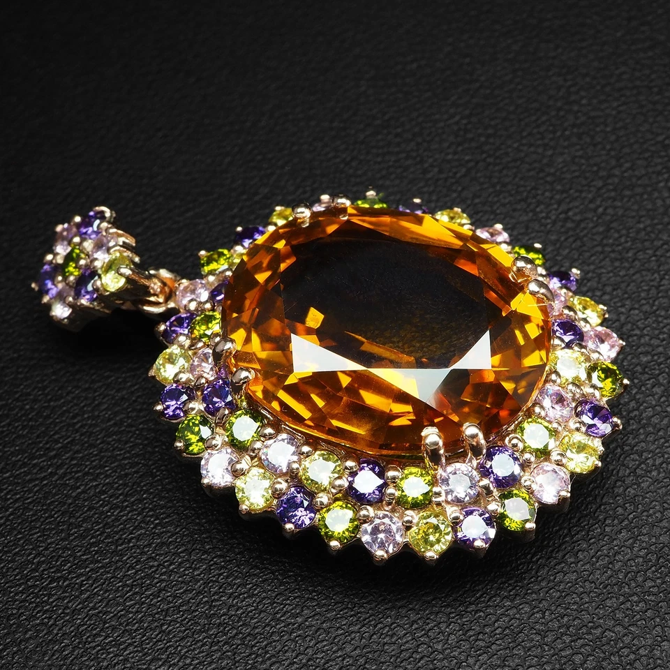 Squisiti ciondoli fatti a mano in argento sterling 925 zaffiro giallo... - Immagine 4 di 4