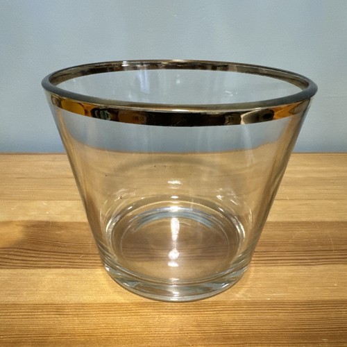 MCM Mid Century Modern Gold Rimmed Ice Bucket Jeannette Glass Culver Hazel Atlas - Picture 2 of 13