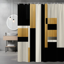 Stylish Black and Gold Geometric Shower Curtain for Modern Bathrooms