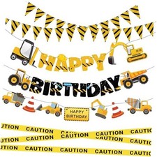Construction Party Supplies Dump Truck Party Decorations Set with caution