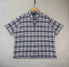 VTG Ralph Lauren Oxford Shirt Mens XXL Blue Plaid Greggor Short Sleeve Red Pony