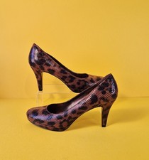 Anne Klein Court Shoes Womens UK 7.5 Brown Snakeskin Effect Heels Smart Designer