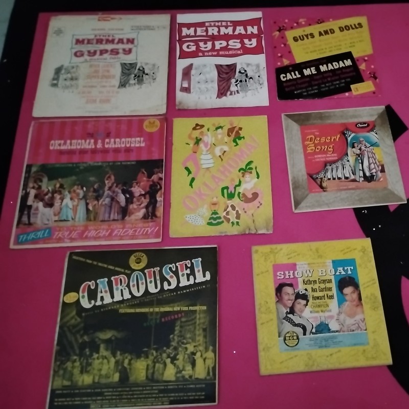 Lot Of Vintage 1950s Vinyl Broadway Show Tunes And Broadway Playbills 