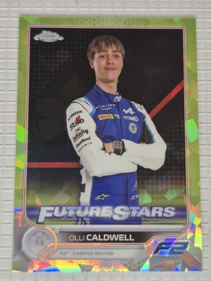 Topps F1 Chrome 2022 Olli Caldwell Future Stars - Green Cracked Ice /199 #89