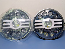 Pair 7 Round Led Headlights High Low Beam Drl H4 Style Jeep Wrangler Cj Tj Jk