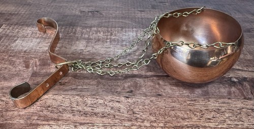 Vintage Coppercraft Guild Copper & Brass Cape Cod Kettle Hanging Basket 1205 - Picture 2 of 3