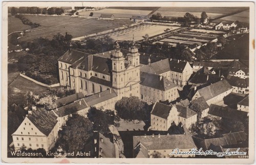 Ansichtskarte Waldsassen Luftbild: Kirche und Abtei 1934 - Bild 2 von 3