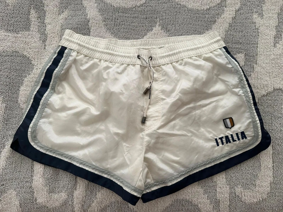 Dolce & Gabbana Blanco Vintage Nylon Temática Italia Ropa de Playa Colección Talla M - Imagen 1 de 4