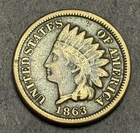 1863 Copper-Nickel Indian Head Cent Nice VG - Fine Condition Problem Free Coin