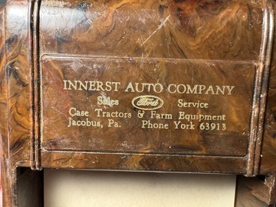1950's Desk Notepad Holder Innerst Auto Co Ford Case Tractors Farm Jacobus PA