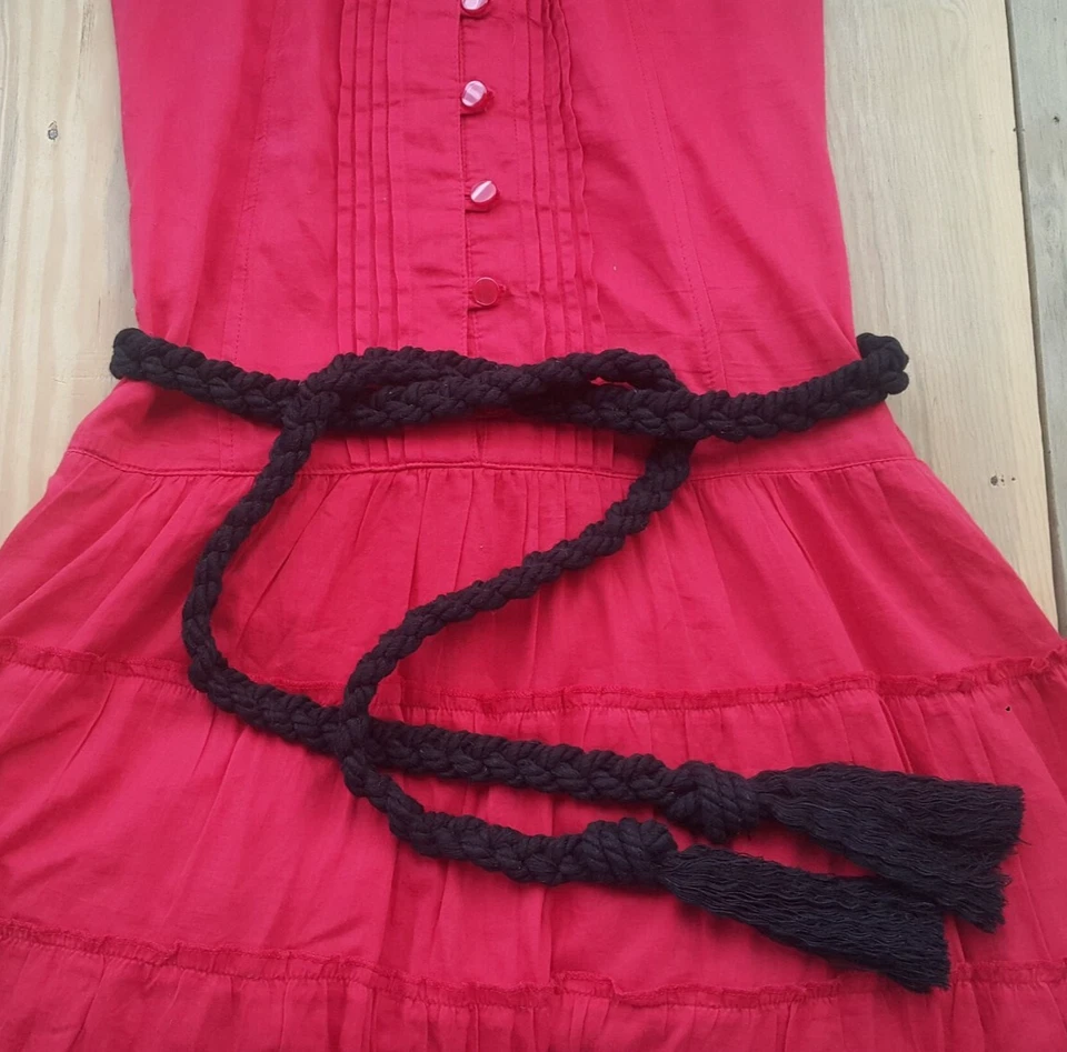 Cinturón y pulsera envolventes negros, cinturón trenzado con borla de macramé utilitario hecho a mano para mujer Foto 2 de 4