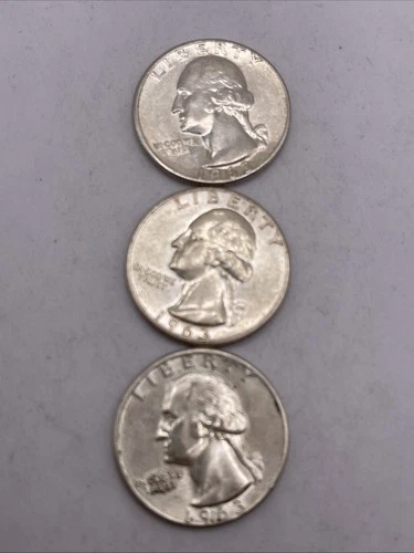 (Lot of 3) Washington Quarters- ALL 1963 90% Silver Lot #34 Unc