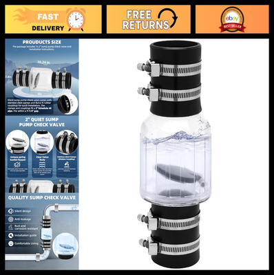 #ad #ad 2quot; Silent PVC Check Valve for Sump Pump Leak Proof with Stainless Clamps Fits $51.99