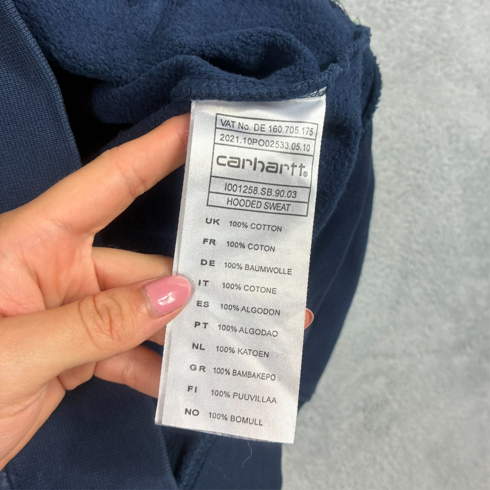 VTG Carhartt 2000's Y2K Navy Blue Heavyweight Size XS Pullover Hoodie image 9