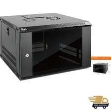 Secure 6U Wall Mount Server Cabinet with Cooling Fan Adjustable Rails