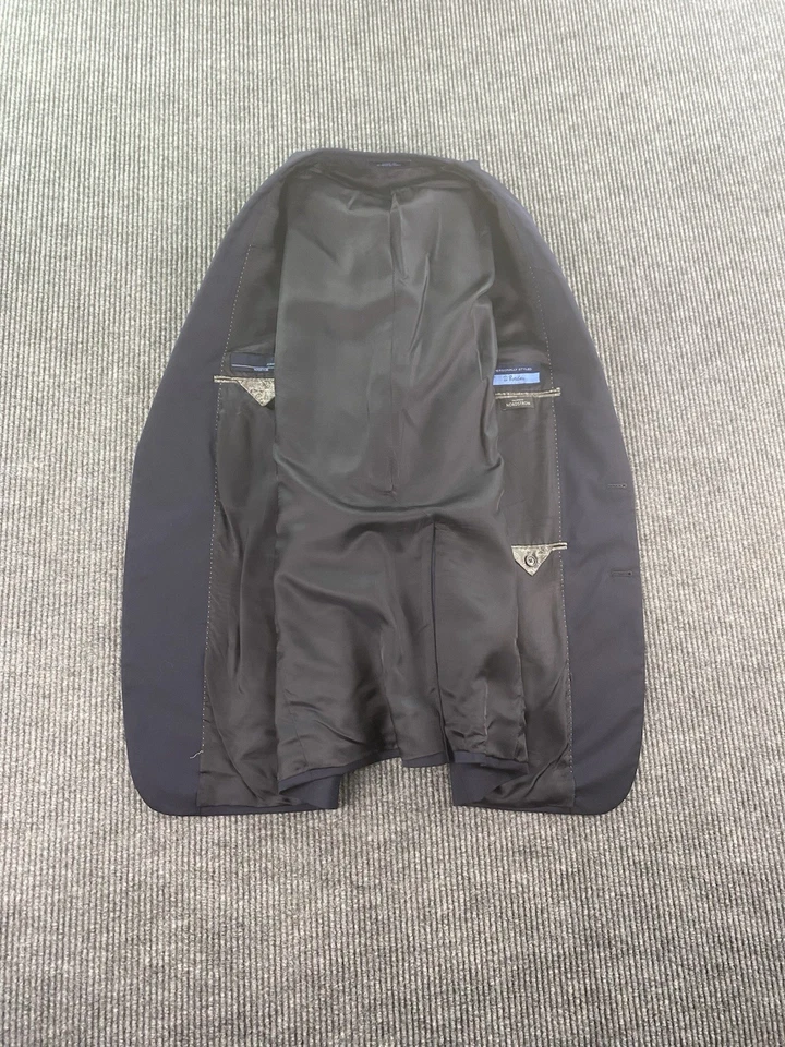 Joseph Abboud Suit 48 L Blue Wool Solid Luxury Premium Jacket Pant Set 37x34 - Image 3 of 4