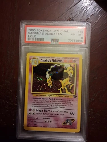 2000 Pokémon TCG Gym Challenge Sabrina's Alakazam 16/132 Holo Rare PSA 8 English