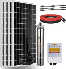 400W Solar Deep Well Pump Kit, 140W Submersible Well Pump with MPPT Controller