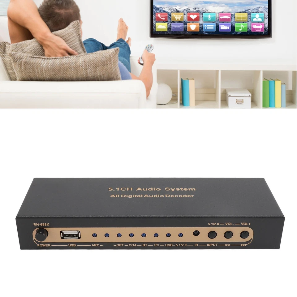 5.1 Channel Sound Decoder 192Khz/24Bit HD Multimedia Interface 4K ARC Optical CB - Bild 3 von 4