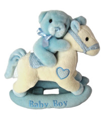 Musical Rocking Horse Baby Boy Teddy Bear Plush Stuffed Aurora Baby Music 11"