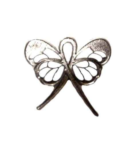 Spilla farfalla nastro argento stalking dislessia TBI CMT cancro causa consapevolezza nuovo - Foto 12 di 12