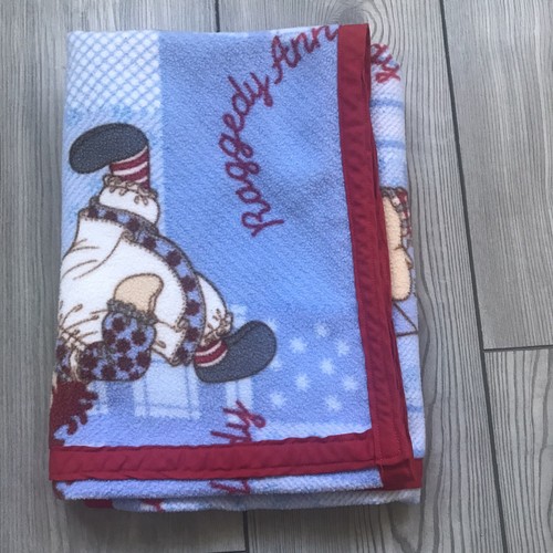 Vintage Raggedy Ann Andy Blanket Lightweight Soft Fleece Like Lovey 37x29” - Picture 9 of 10