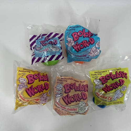 McDonalds 1994 Bobby's World Happy Meal Toys Complete Set of 5 with under 3 toy - Picture 7 of 12